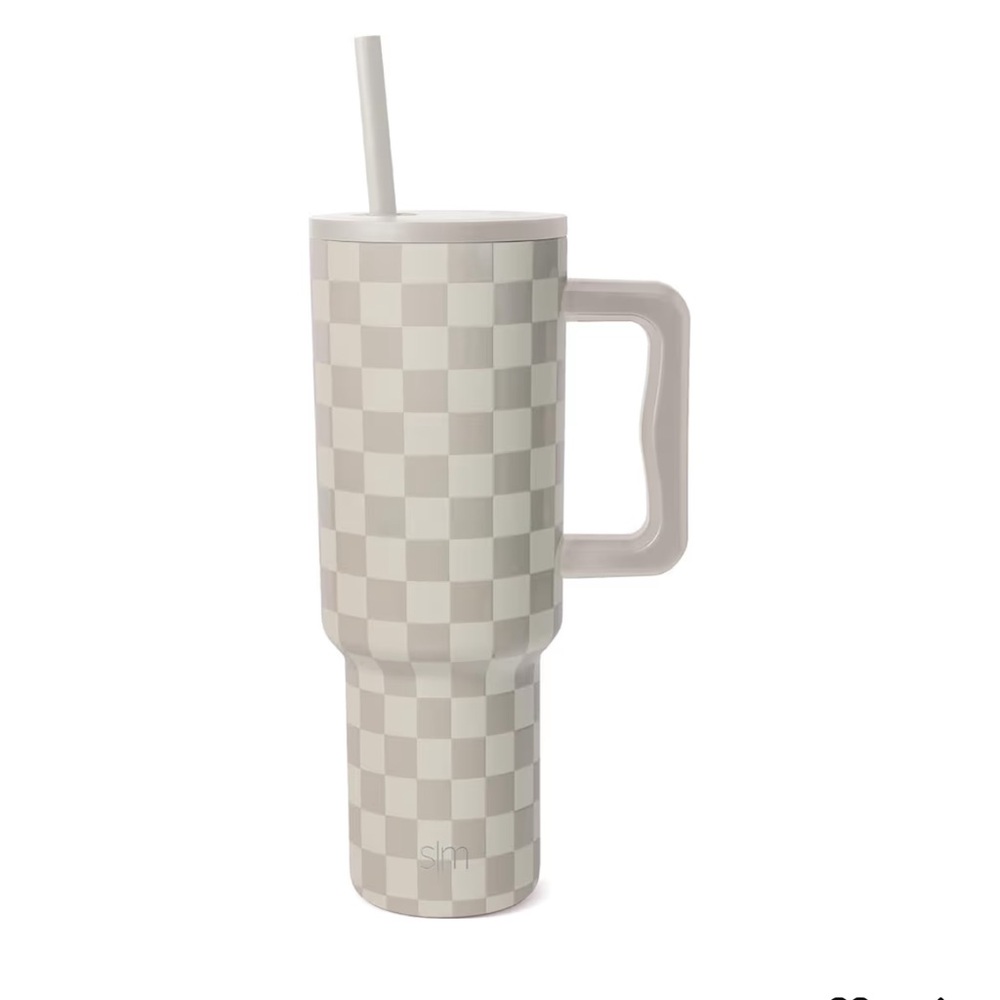 Simple Modern Trek 40 oz Tan Checkered Tumbler with Handle *New*